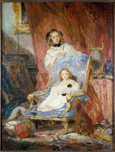 Madame Eugene Isabey and her Daughter by Eugene Isabey